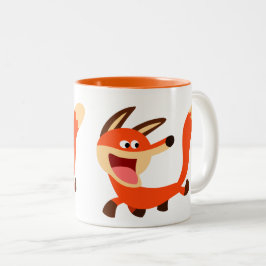 Cute Mischievent Tecknad Fox Två-Tonad Mugg