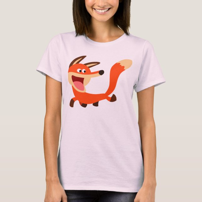 Cute Mischievent Tecknad Fox Women T-Shirt (Framsida)