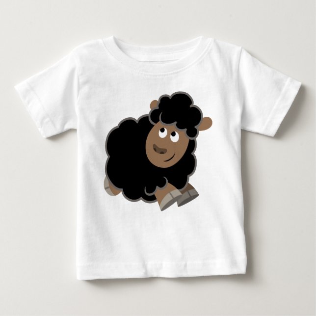 Cute Mischievent Tecknad Sheep Baby T-Shirt (Framsida)