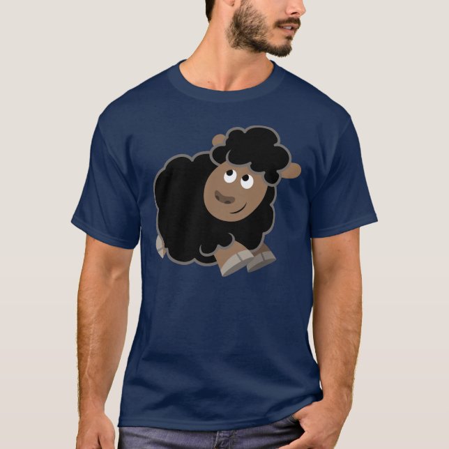 Cute Mischievent Tecknad Sheep T-Shirt (Framsida)