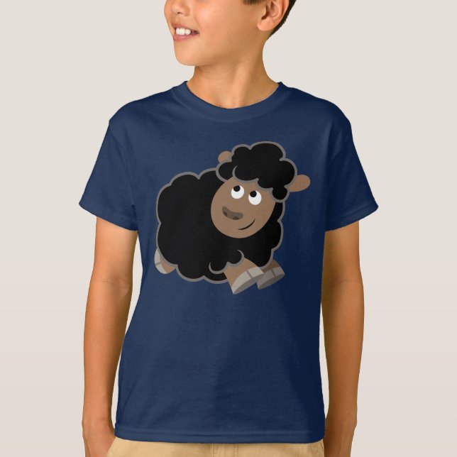 Cute Mischievevous Tecknad Sheep Children T-Shirt (Framsida)