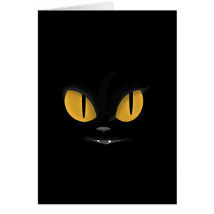 Cute Mischievous Black Cat med Fangs Hälsningskort