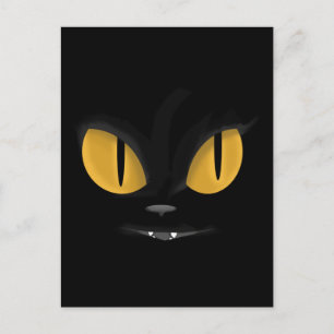 Cute Mischievous Black Cat med Fangs Vykort