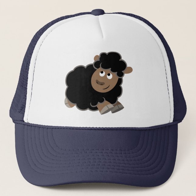 Cute Mischievous Tecknad Sheep Hat Keps (Framsida)