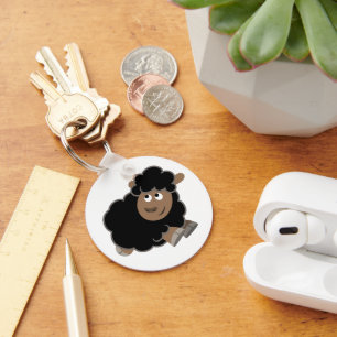Cute Mischievous Tecknad Sheep Keychain Nyckelring