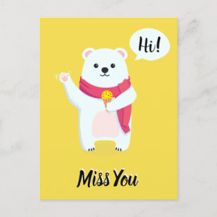 Cute Miss du Bär med iskräm Vykort