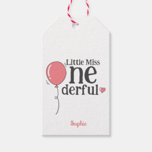 Cute Miss Oenderful Rosa Balloon Anpassningsbar Presentetikett