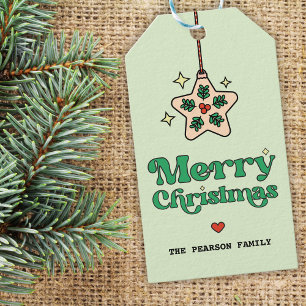 Cute Mistletoe Star Ornament God jul Presentetikett