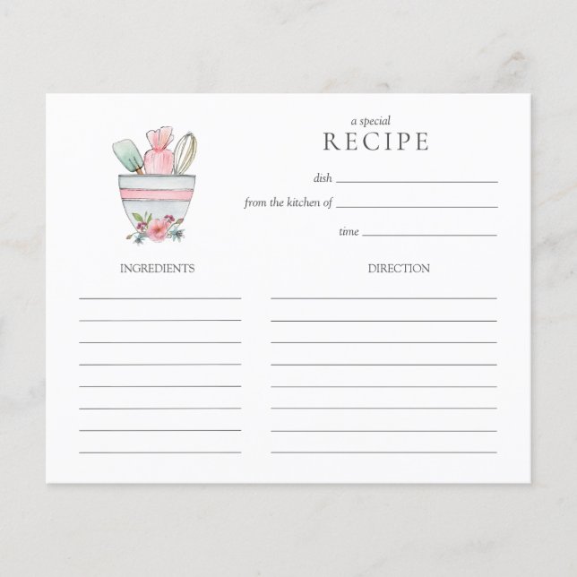 Cute mixer med tarm med redskap Recept Card (Framsida)