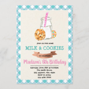 Cute mjölk och cookies-partiinbjudan inbjudningar