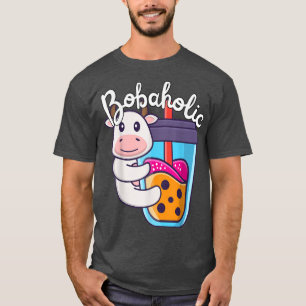 Cute Mjölk Tea Cow Boba Moo Bubble Tea Älskare Fun T Shirt