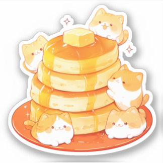 Cute Mochi Cats & Japansk Fluffy Pancake Sticker Klistermärken