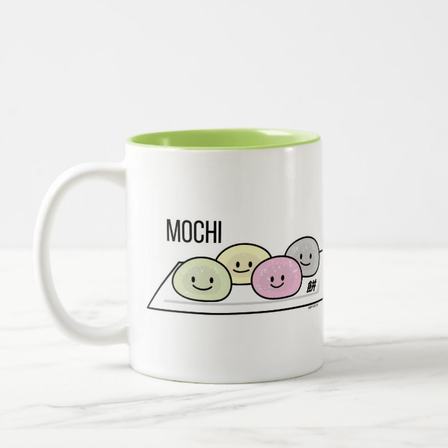 Cute Mochi glass ris tårta Japansk grönt te Två-Tonad Mugg (Vänster)
