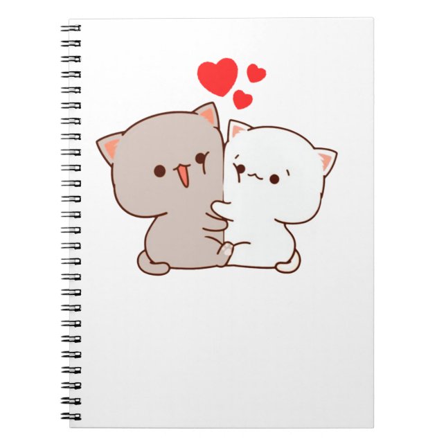 Cute Mochi Peach Cat Anteckningsbok (Framsidan)