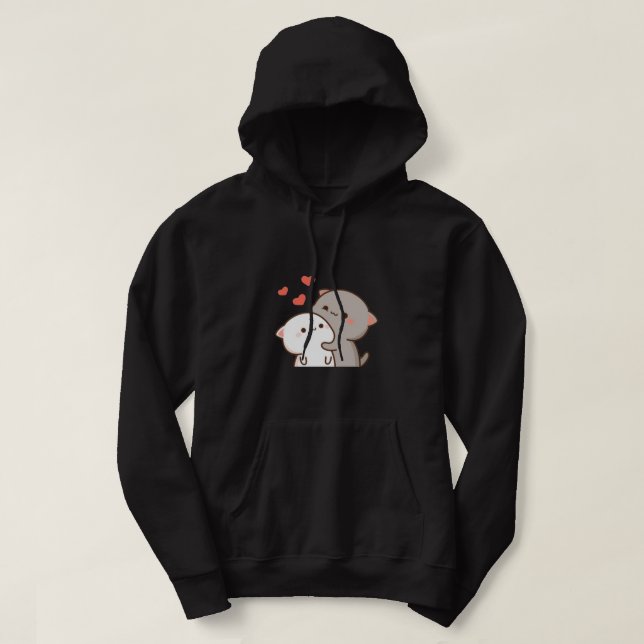 Cute Mochi Peach Cat Hoodie (Design framsida)