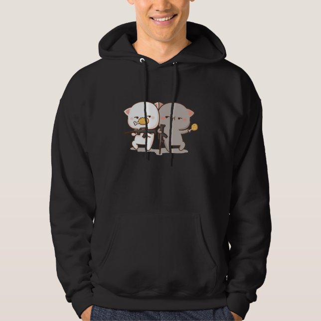 Cute Mochi Peach Cat Hoodie (Framsida)