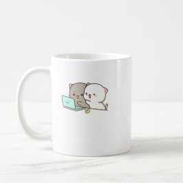 Cute Mochi Peach Cat Kaffemugg