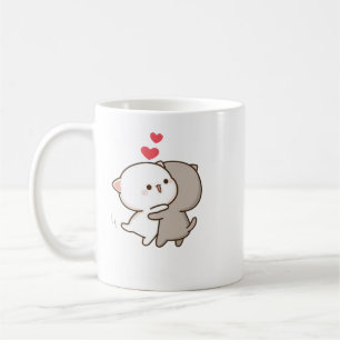 Cute Mochi Peach Cat Kaffemugg