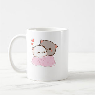 Cute Mochi Peach Cat Kaffemugg