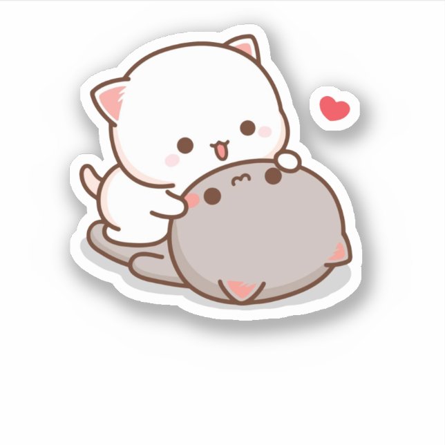 Cute Mochi Peach Cat Klistermärken (Framsida)