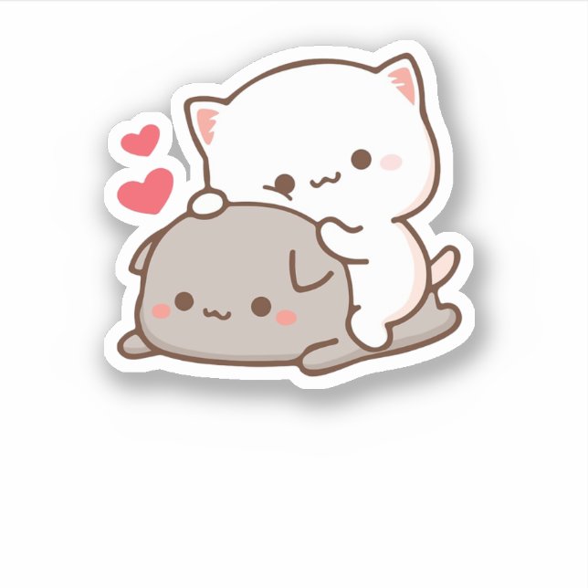 Cute Mochi Peach Cat Klistermärken (Framsida)