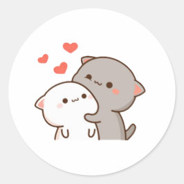 Cute Mochi Peach Cat Runt Klistermärke