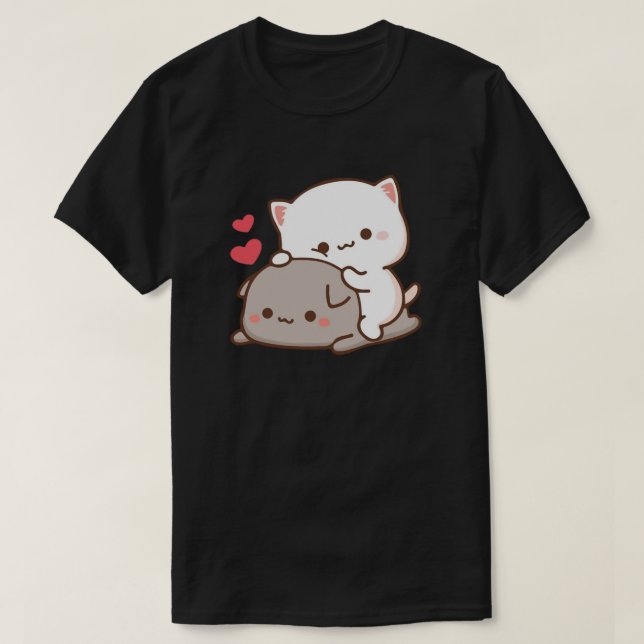 Cute Mochi Peach Cat T Shirt (Design framsida)