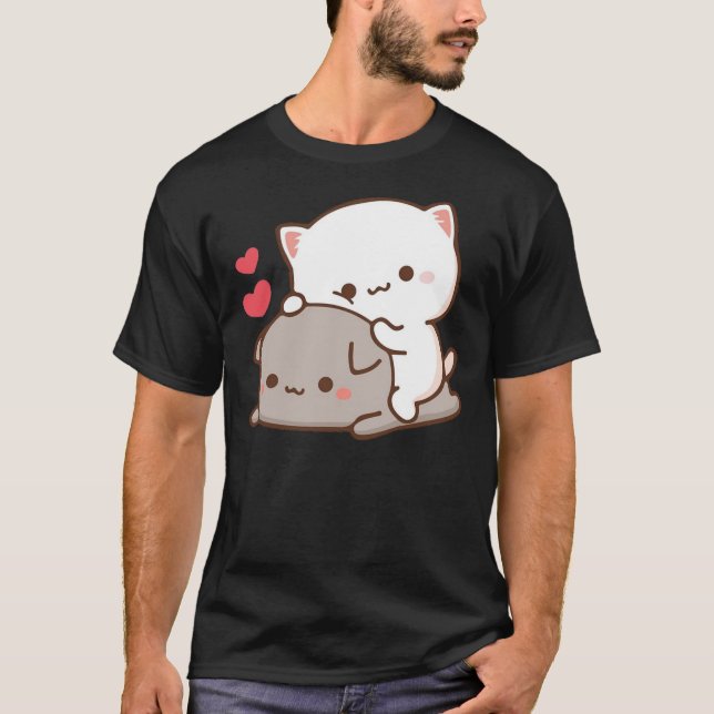 Cute Mochi Peach Cat  T-Shirt (Framsida)