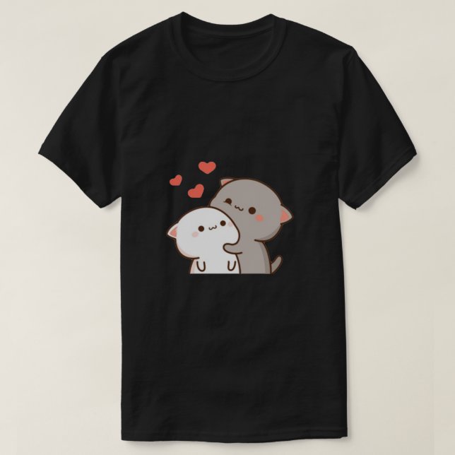 Cute Mochi Peach Cat T Shirt (Design framsida)
