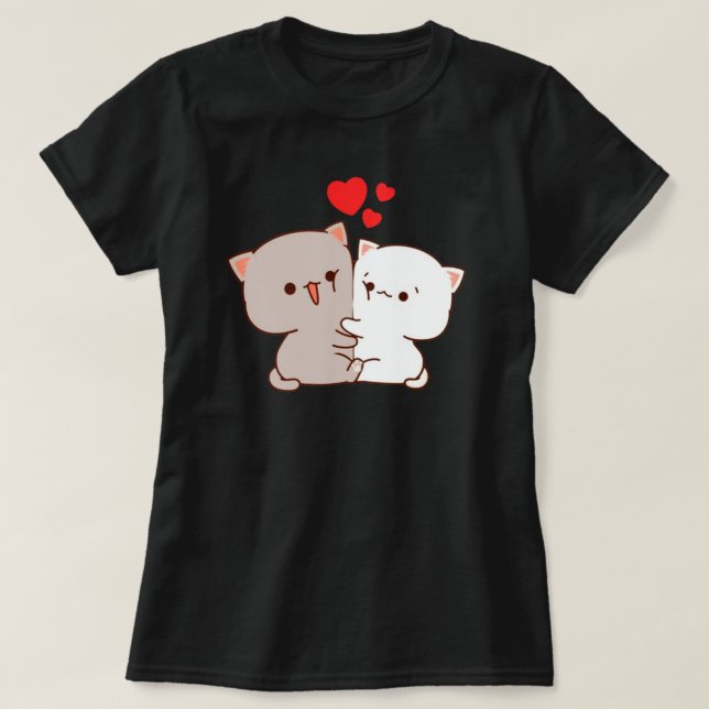 Cute Mochi Peach Cat T Shirt (Design framsida)