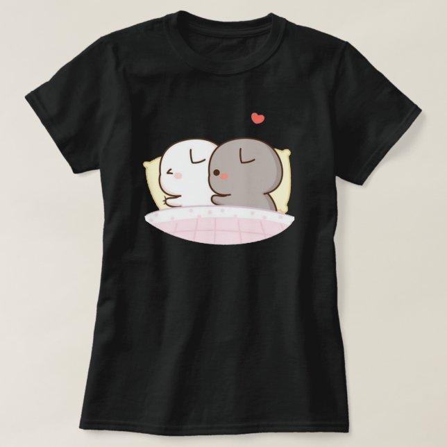 Cute Mochi Peach Cat T Shirt (Design framsida)