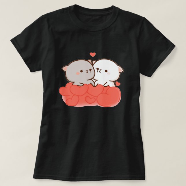 Cute Mochi Peach Cat T Shirt (Design framsida)