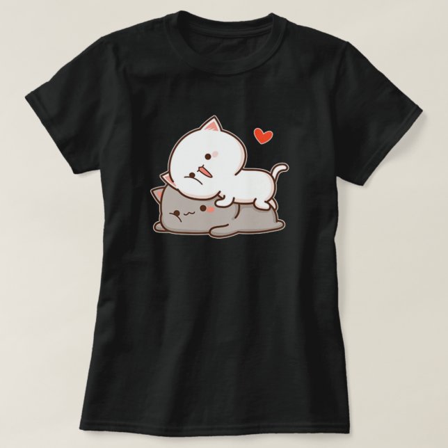 Cute Mochi Peach Cat T Shirt (Design framsida)
