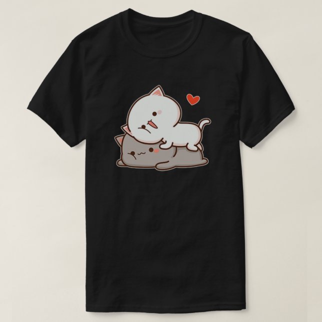 Cute Mochi Peach Cat T Shirt (Design framsida)