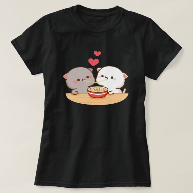Cute Mochi Peach Cat T Shirt (Design framsida)