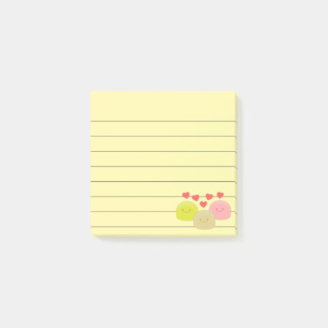 Cute Mochi Tecknad Teckning, 3 x 3 Post-it Block (Framsida)