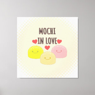 Cute Mochi Tecknad Teckning Canvastryck