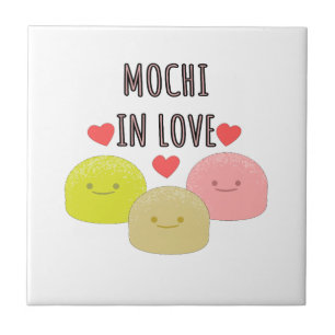 Cute Mochi Tecknad Teckning Kakelplatta
