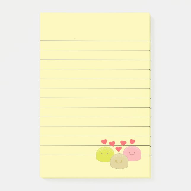 Cute Mochi Tecknad Teckning Lining Post-it Block (Framsida)