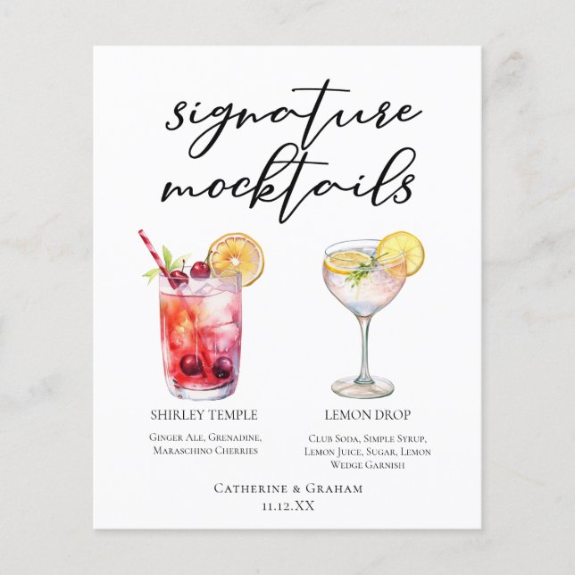 Cute Mocktails Shirley Temple Lemon Drop Menu (Framsida)