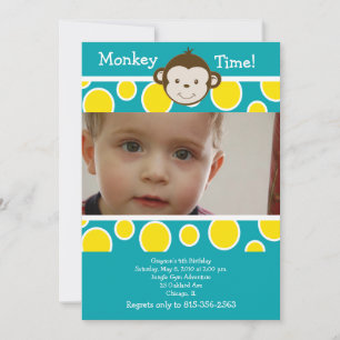 CUTE Mod MONKEY *PHOTO* Birthday Call Inbjudningar