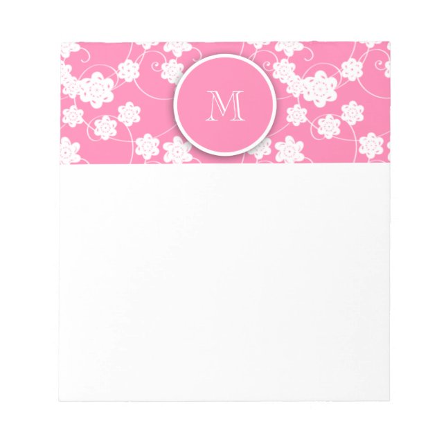 Cute Mod Rosa Flowers Mönster, din första  Anteckningsblock (Framsida)