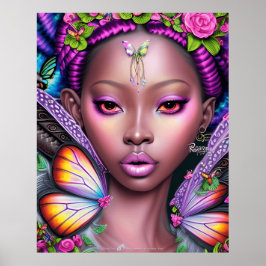 Cute mode Flickor Butterflies psychedelic Färg Poster