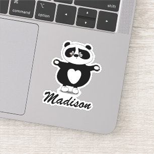 Cute Moderm Black and White Panda Klistermärken