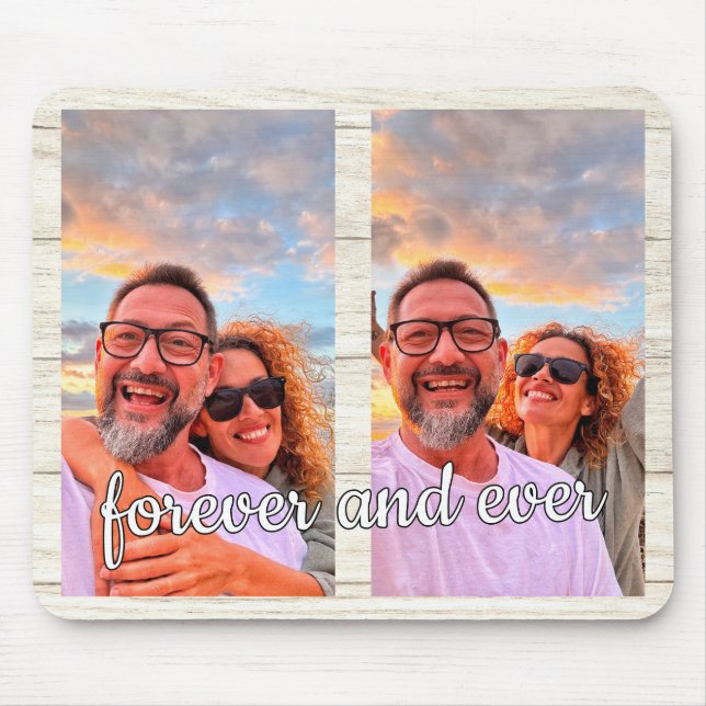 Cute Modern 2 Photo Collage Anpassningsbar Monogra Musmatta (Framsidan)