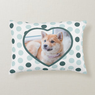 Cute Modern Anpassningsbar Pet Photo Hund Heart Gr Prydnadskudde