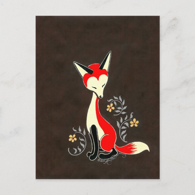 Cute Modern Artsy Fox-målning Vykort (Framsida)