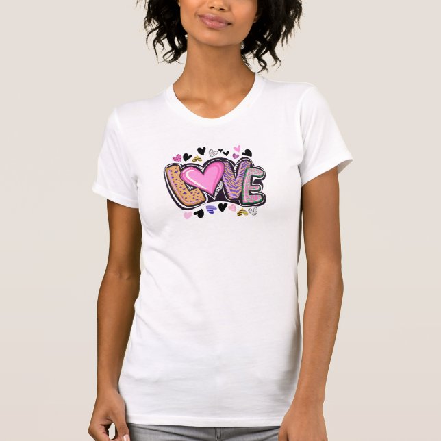 Cute Modern Artsy KÄRLEK - Alla hjärtans dag T Shirt (Framsida)