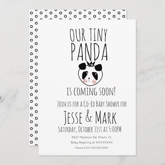 Cute Modern Baby Panda Baby Shower Inbjudningar (Fram/baksida)