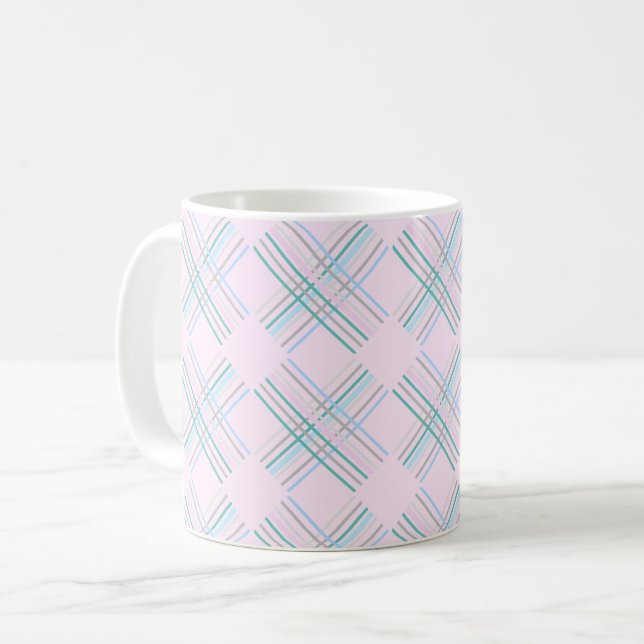 Cute Modern Baby Rosa Tartan Mönster Kaffemugg (Framsida vänster)